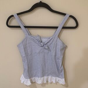 Justice Navy and White Striped Knot Girls Crop Top 💯% Cotton Size 12